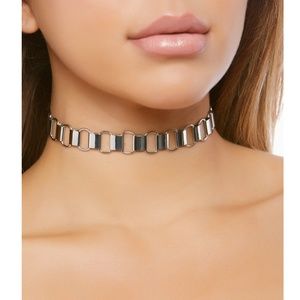 Metal Ladder Choker Link Loop Necklace Silver